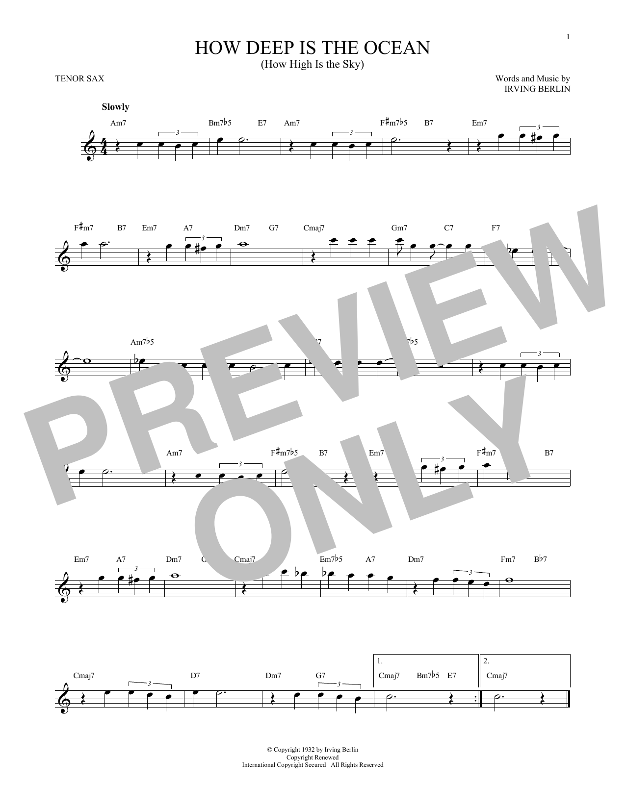 Product gallery: Page 1 of 1 How Deep Is The Ocean (How High Is The Sky), Irving Berlin