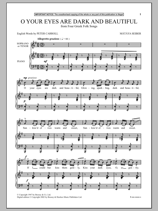 Produktbild zu: O Your Eyes Are Dark And Beautiful (from Four Greek Folk Songs)