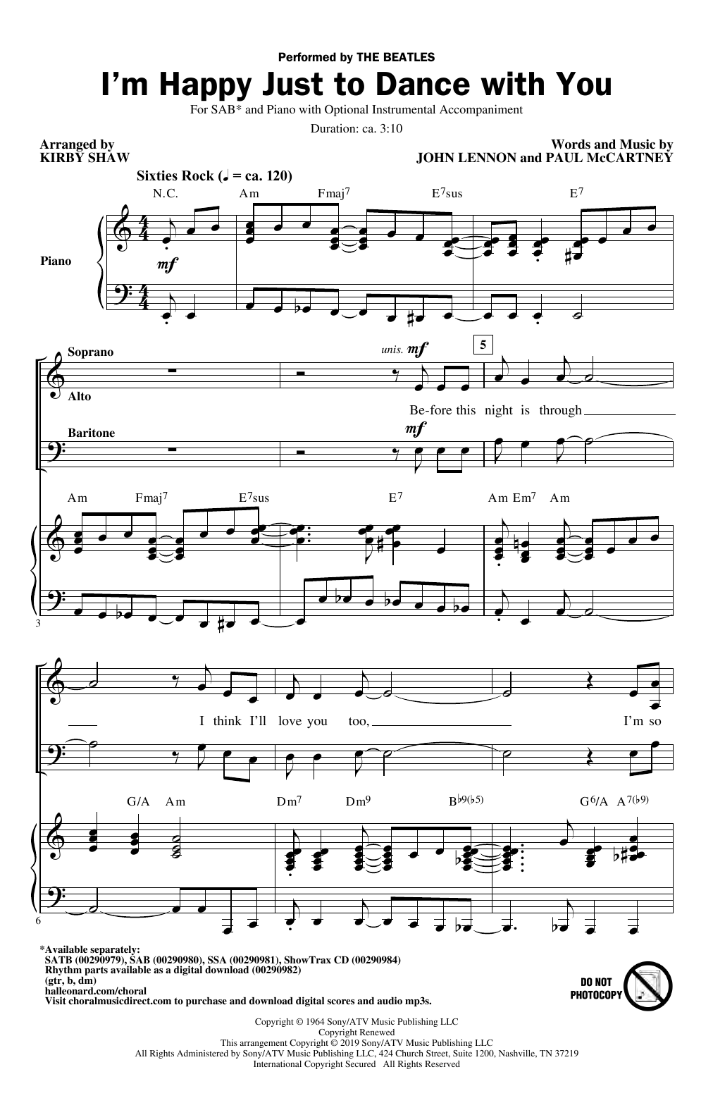 Produktgalerie: Seite 1 von 1 I'm Happy Just To Dance With You (arr. Kirby Shaw), The Beatles, Chor