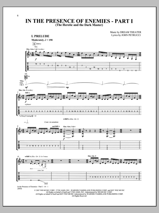 Product gallery: Page 1 of 1 In The Presence Of Enemies, Pt. 1, Dream Theater