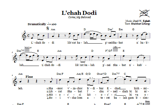 Product gallery: Page 1 of 1 L'chah Dodi (Come, My Beloved), Joel N. Eglash