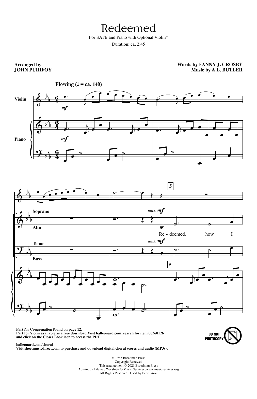 Product picture to: Redeemed (arr. John Purifoy)