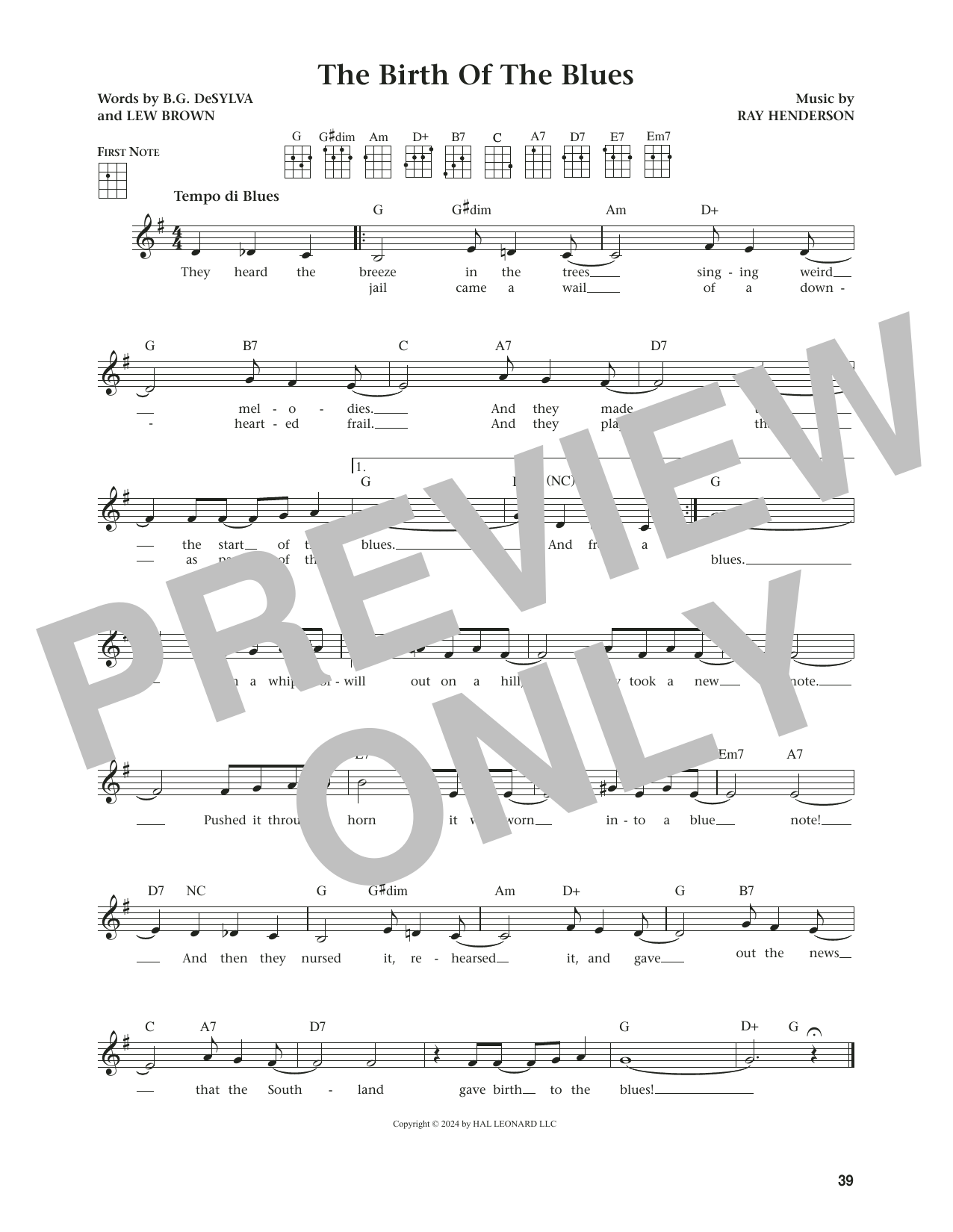 Produktgalerie: Seite 1 von 1 The Birth Of The Blues (from The Daily Ukulele) (arr. Jim Beloff), Lew Brown, Ukulele