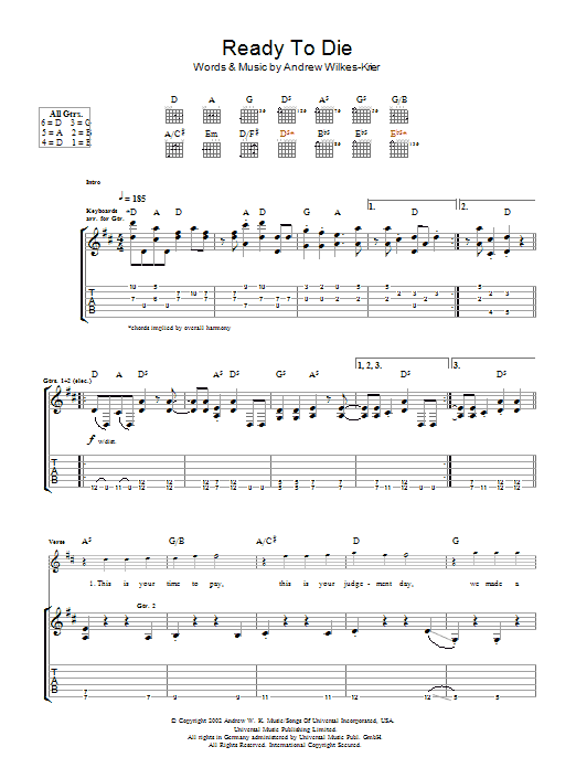 Produktgalerie: Seite 1 von 1 Ready To Die, Andrew W.K., Gitarre