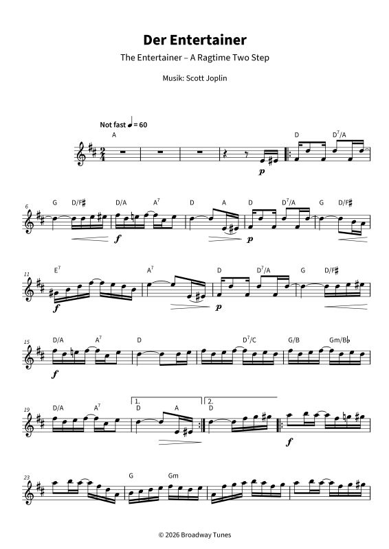 Produktgalerie: Seite 1 von 6 Der Entertainer - The Entertainer - A Ragtime Two Step, , Tenorsaxophon in B