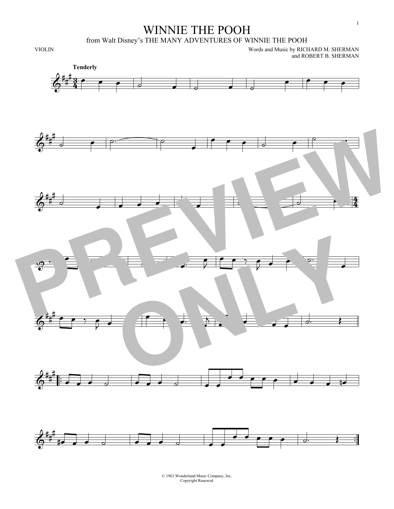 Product gallery: Page 1 of 1 Winnie The Pooh (from The Many Adventures Of Winnie The Pooh), Sherman Brothers