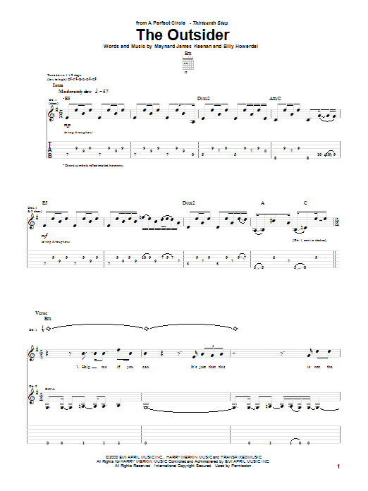 Produktgalerie: Seite 1 von 1 The Outsider, A Perfect Circle, Gitarre