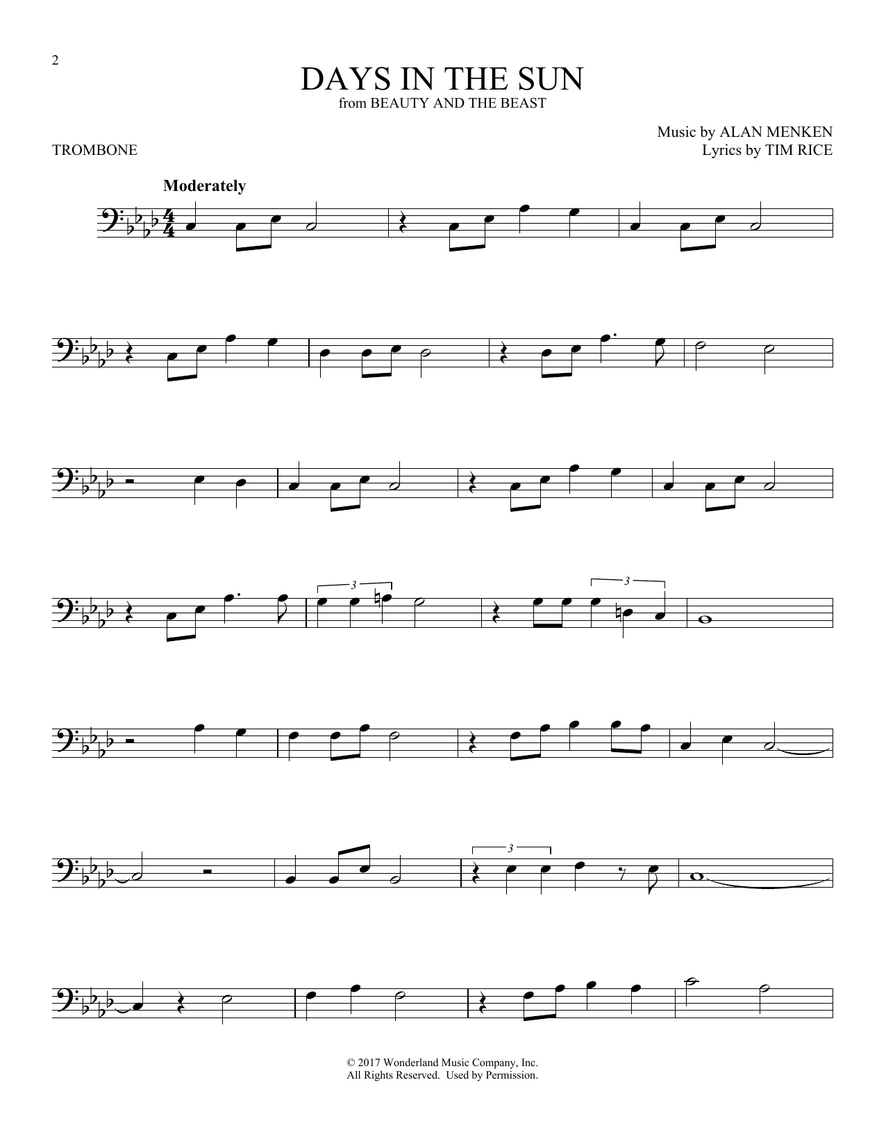 Product gallery: Page 1 of 1 Days In The Sun (from Beauty And The Beast), Alan Menken & Tim Rice