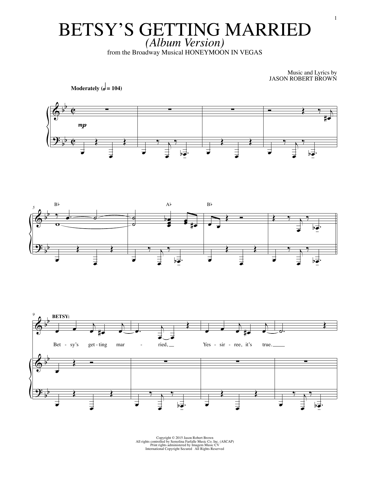 Produktbild zu: Betsy's Getting Married (Cast Album Version) (from Honeymoon in Vegas)