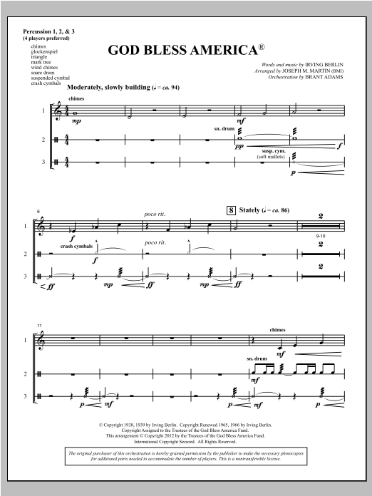 Produktbild zu:  God Bless America - Percussion 1,2,3 - Joseph Martin