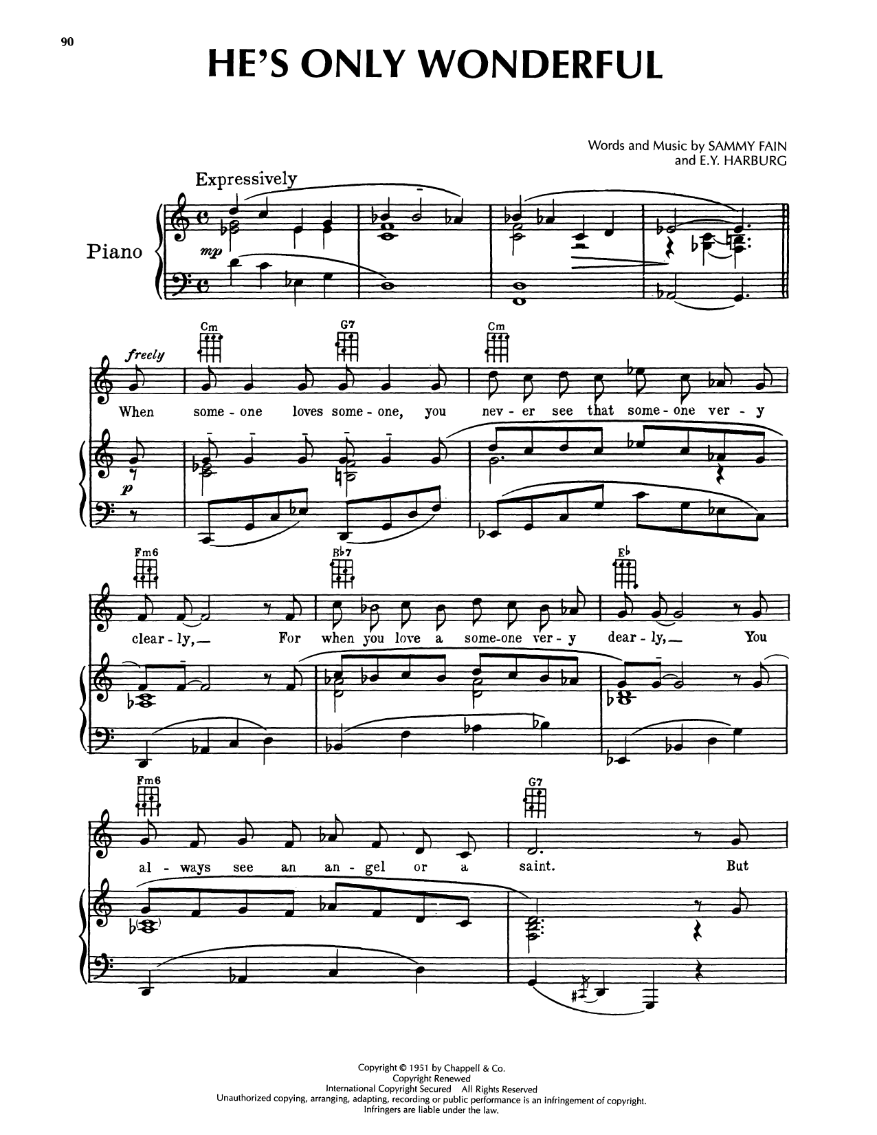 Produktgalerie: Seite 1 von 1 He's Only Wonderful (from Flahooley), Sammy Fain, Gesang, Gitarre, Klavier