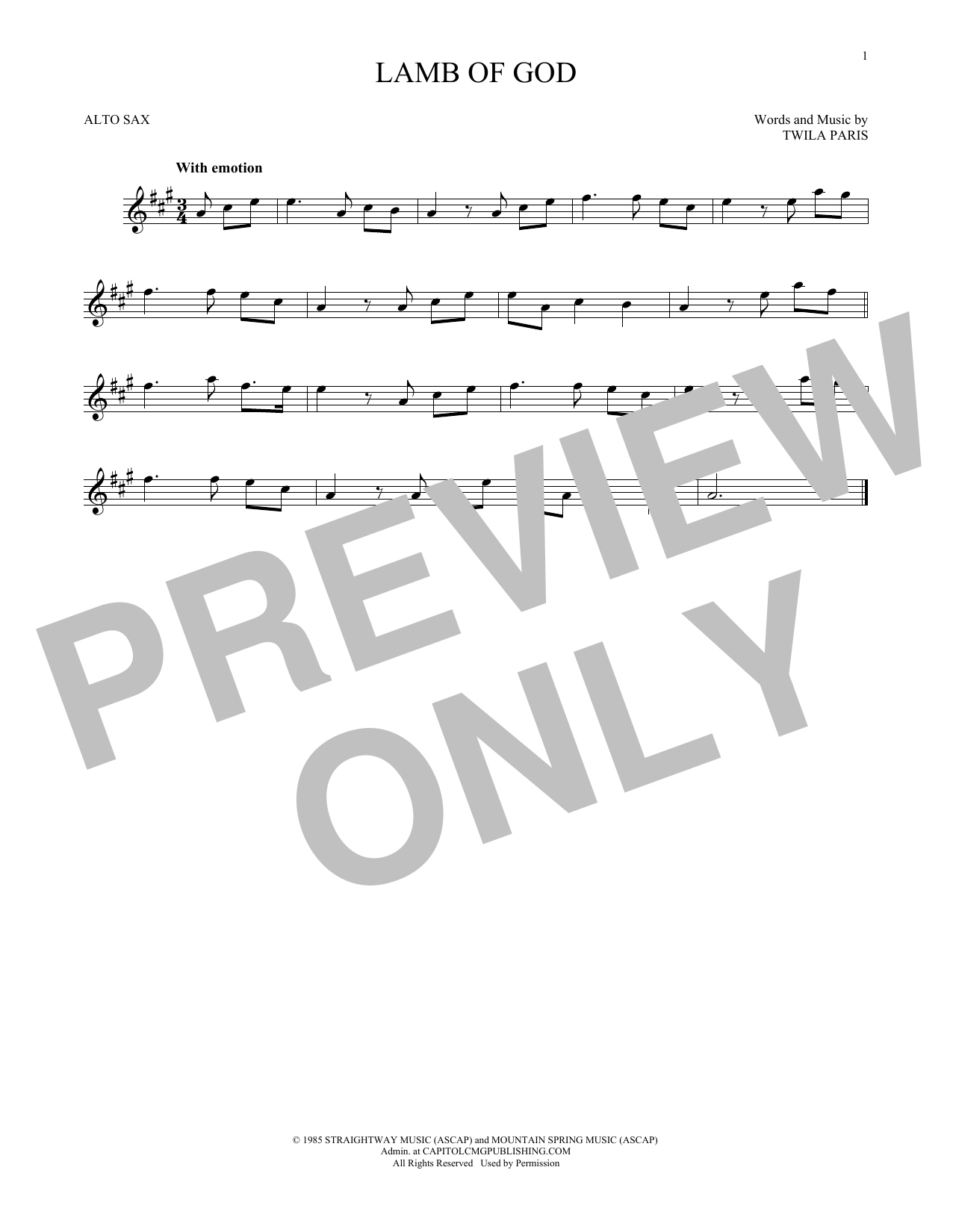 Product gallery: Page 1 of 1 Lamb Of God, Twila Paris