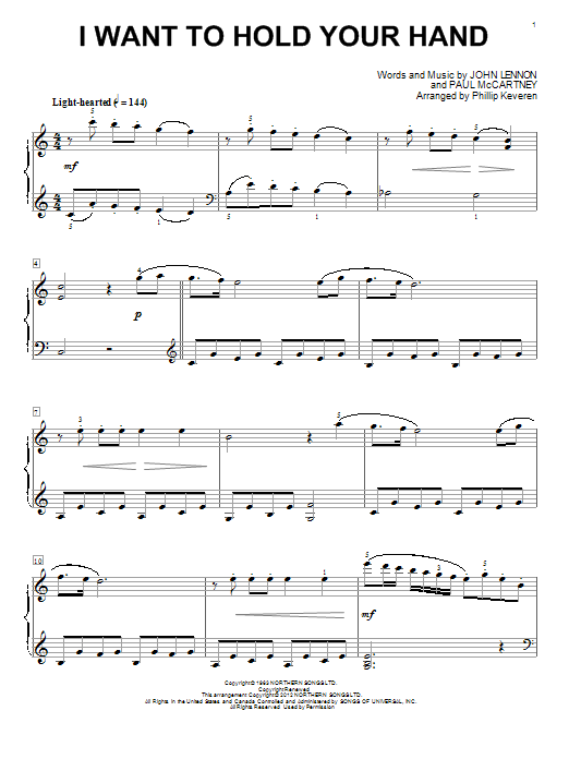 Product gallery: Page 1 of 1 I Want To Hold Your Hand [Classical version] (arr. Phillip Keveren), The Beatles