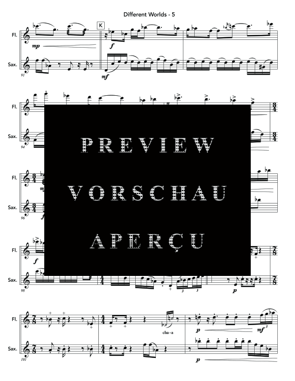 Product gallery: Page 9 of 11 Different Worlds, , (woodwind duet flute and alto saxophone)