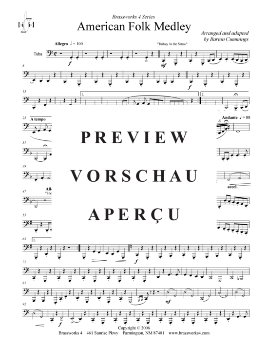 Produktgalerie: Seite 8 von 15 American Folk Medley, , (2xTrompete in B, Horn in F, Posaune)