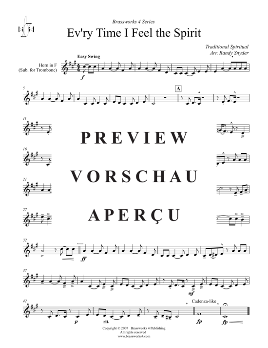 Produktgalerie: Seite 4 von 9 Evry Time I Feel the Spirit, , (2xTrompete in B, Horn in F, Posaune)