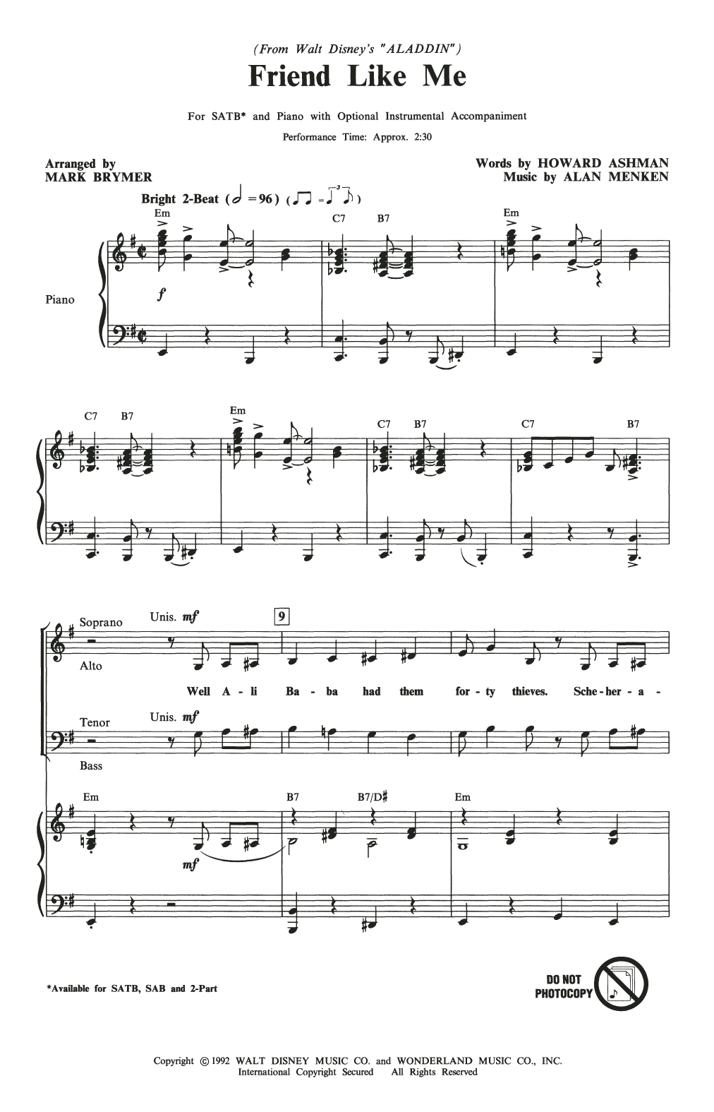 Produktbild zu: Friend Like Me (from Aladdin) (arr. Mark Brymer)