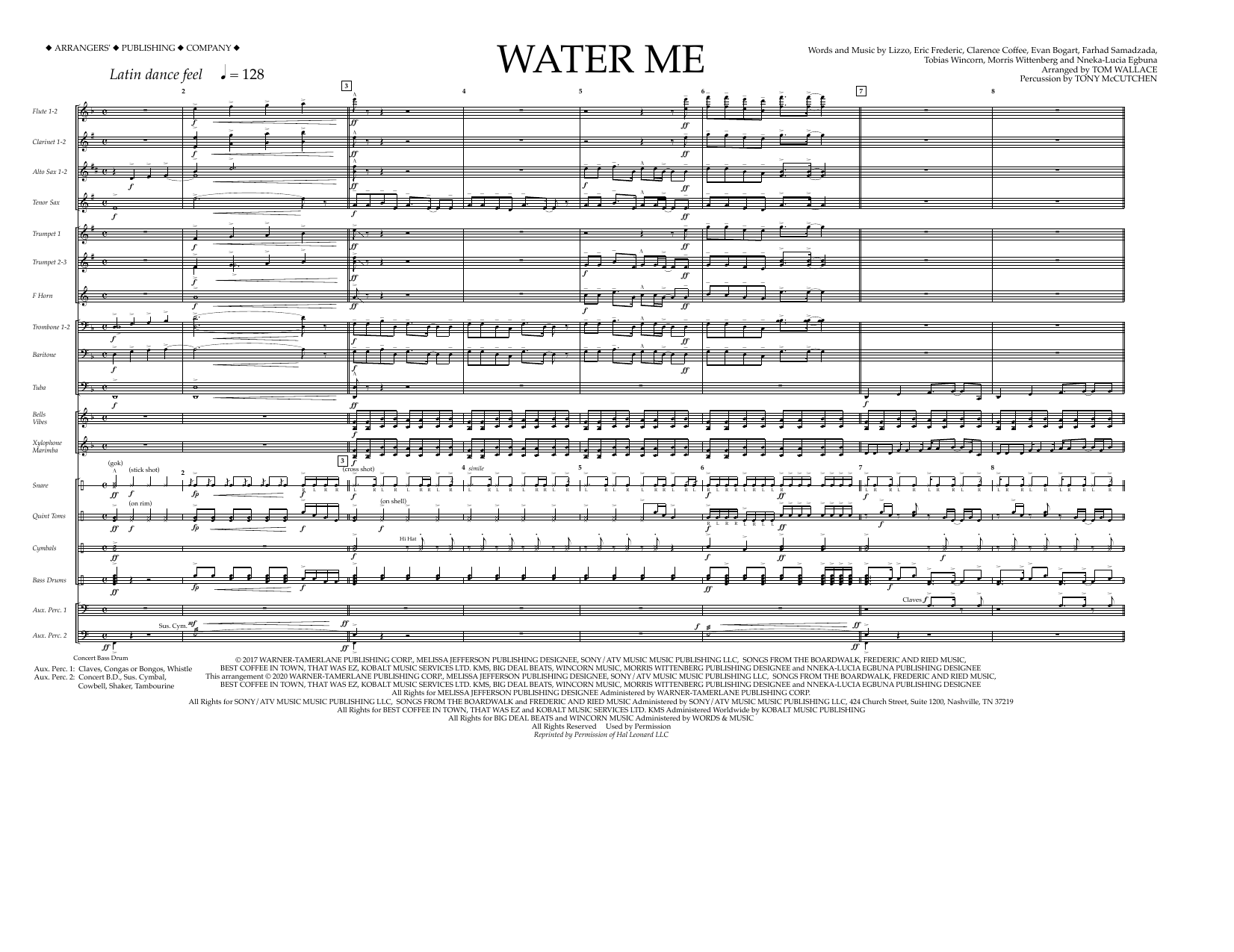 Product picture to: Water Me (arr. Tom Wallace) - Full Score - Lizzo