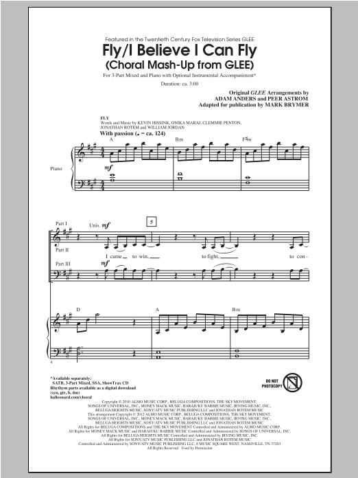 Produktbild zu: Fly / I Believe I Can Fly (Choral Mash-up from Glee) (ed. Mark Brymer)