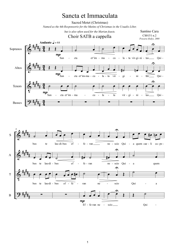 Produktbild zu: Sancta et ImmaculataSantino Cara