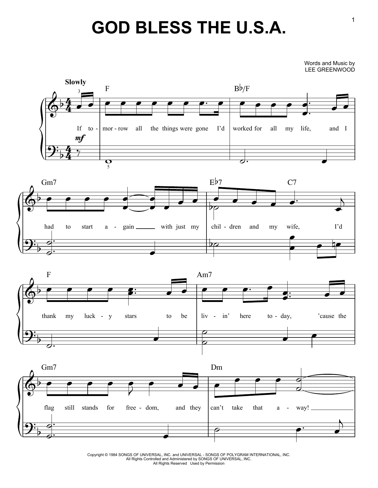 Produktgalerie: Seite 1 von 1 God Bless The U.S.A., Lee Greenwood, Klavier
