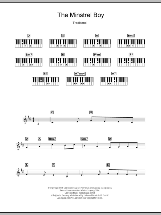 Produktgalerie: Seite 1 von 1 The Minstrel Boy, The Corrs, Klavier