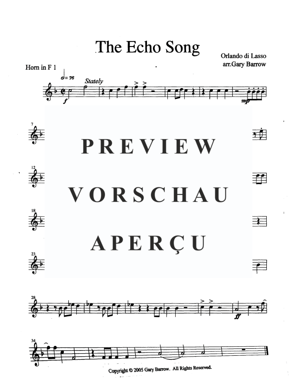Produktgalerie: Seite 7 von 11 The Echo Song, , Blechbläser Oktett - 2 Trompeten, 2 Hörner und 4 Posaunen