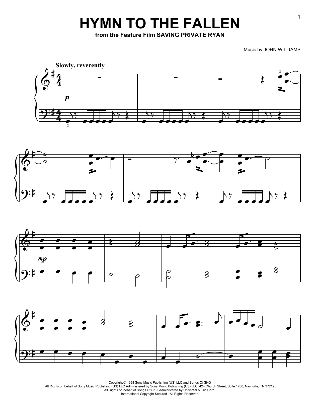 Product picture to: Hymn To The Fallen (from Saving Private Ryan)