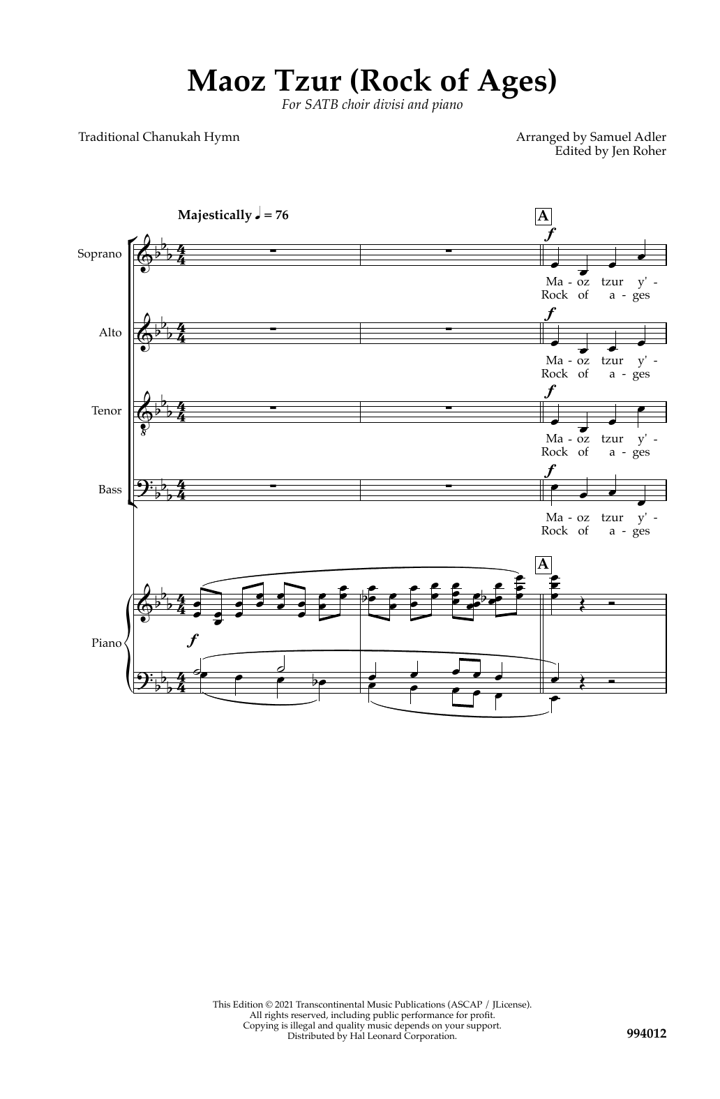 Produktbild zu: Maoz Tzur (Rock Of Ages) (arr. Samuel Adler)