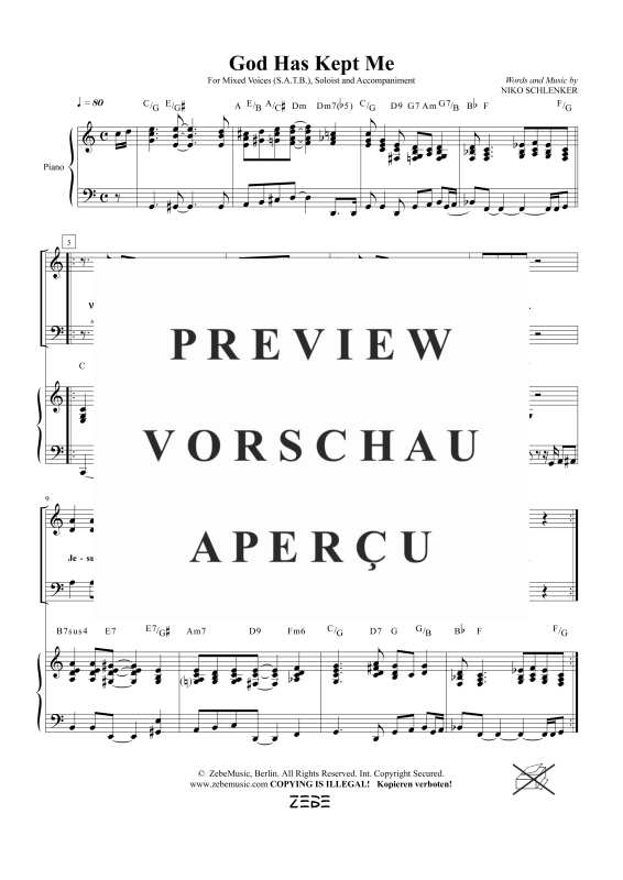 gallery: God Has Kept Me, , Gemischter Chor und Klavier