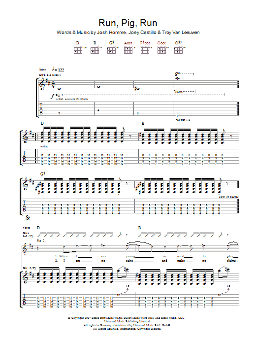 Produktgalerie: Seite 1 von 1 Run Pig Run, Queens Of The Stone Age, Gitarre