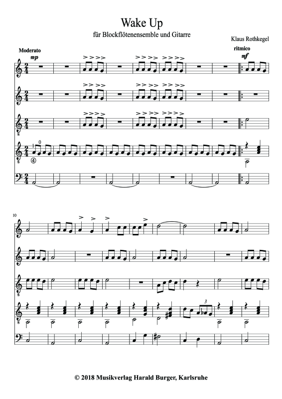 gallery: Wake up, , Blockflötenensemble und Gitarre