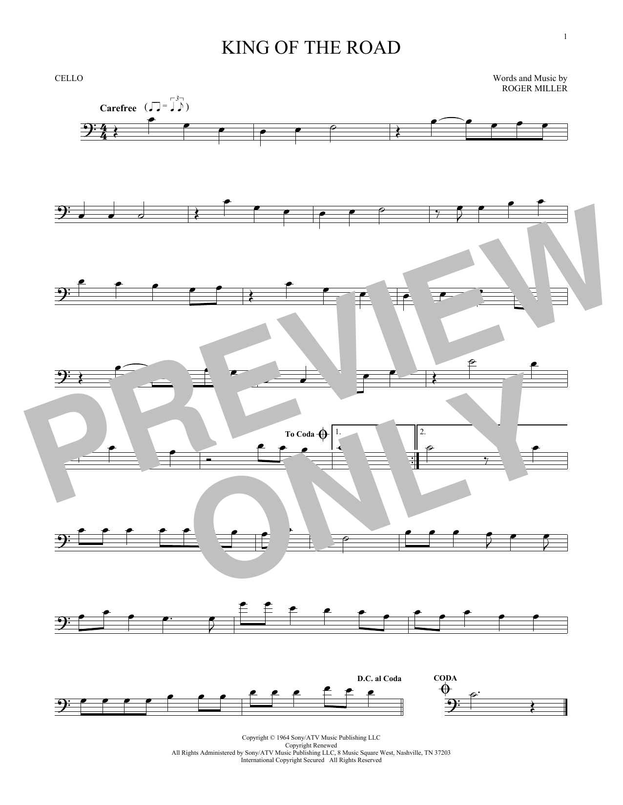 Produktgalerie: Seite 1 von 1 King Of The Road, Roger Miller, Violoncello