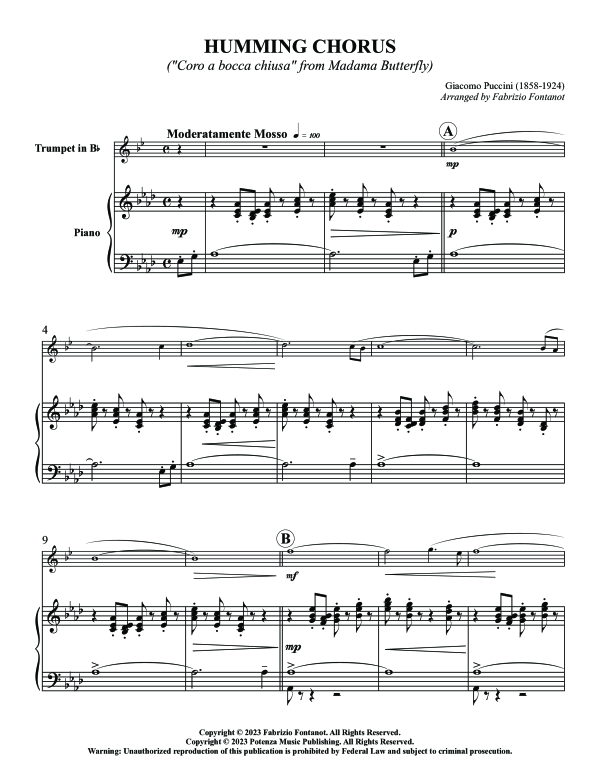 Produktgalerie: Seite 1 von 9 Humming Chorus, , (Trompete in B und Klavier)