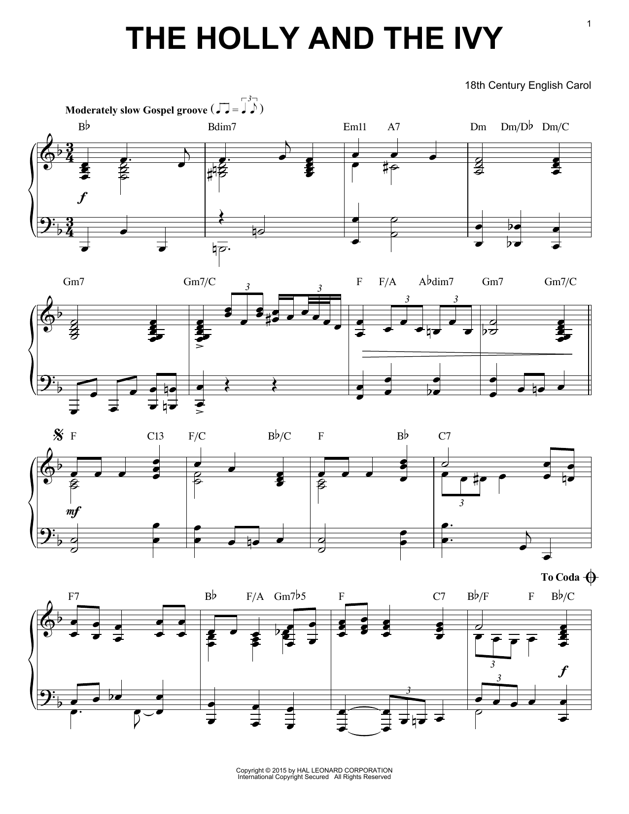 Produktbild zu: The Holly And The Ivy [Jazz version] (arr. Brent Edstrom)