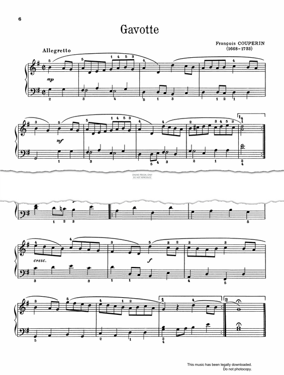 Product gallery: Page 1 of 1 Gavotte, Francois Couperin