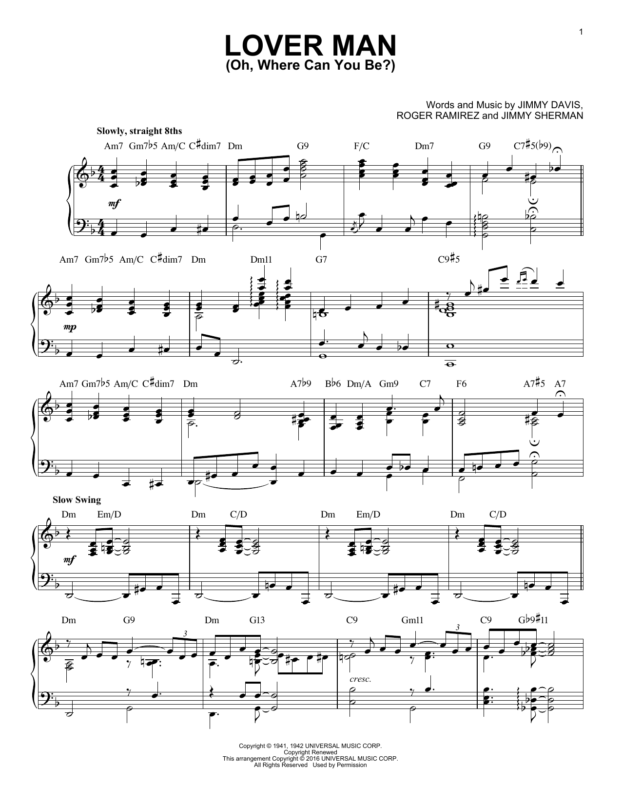 Product gallery: Page 1 of 1 Lover Man (Oh, Where Can You Be?) (arr. Brent Edstrom), Billie Holiday