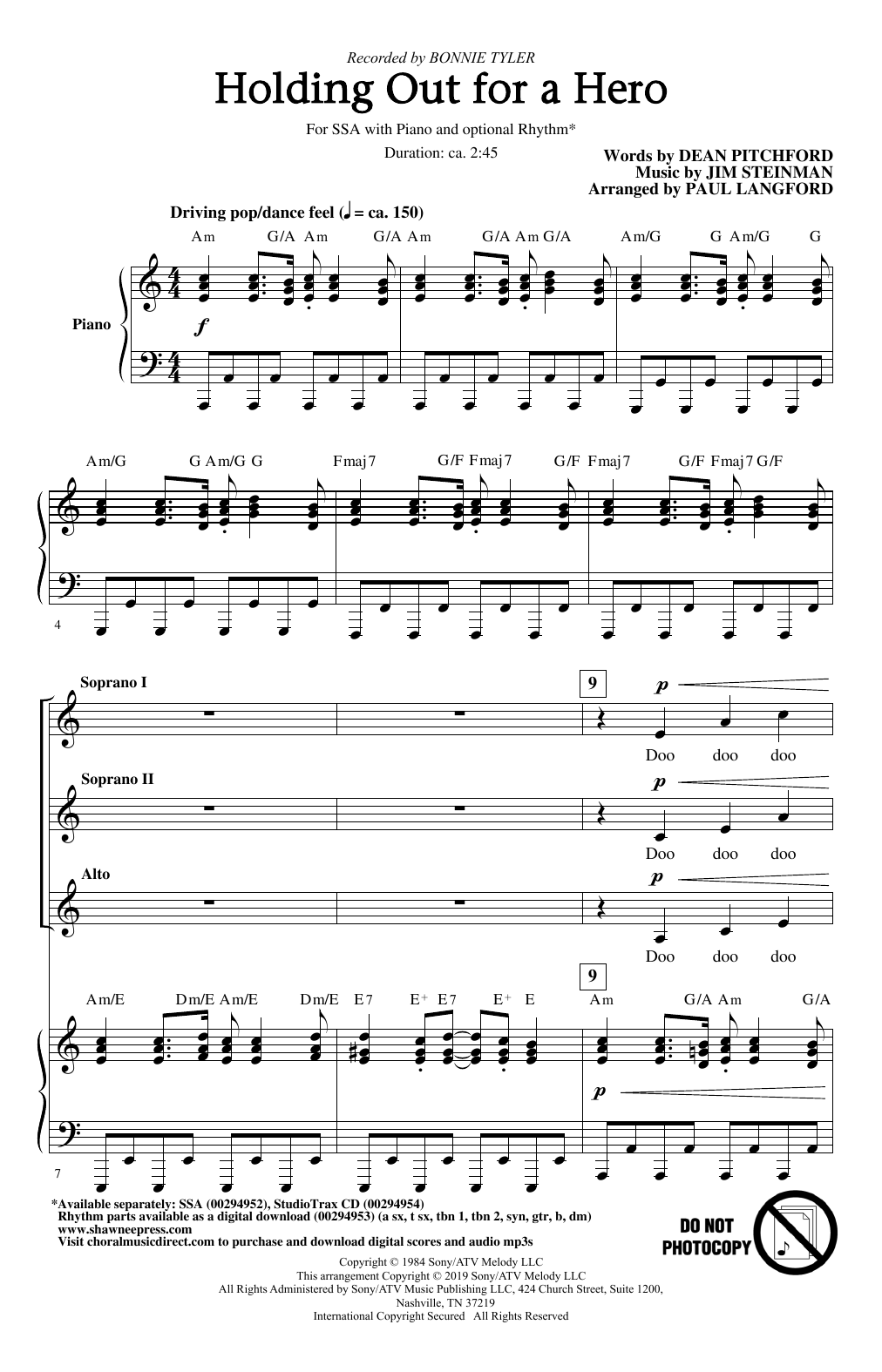 Produktgalerie: Seite 1 von 1 Holding Out For A Hero (from Footloose) (arr. Paul Langford), Bonnie Tyler, Chor