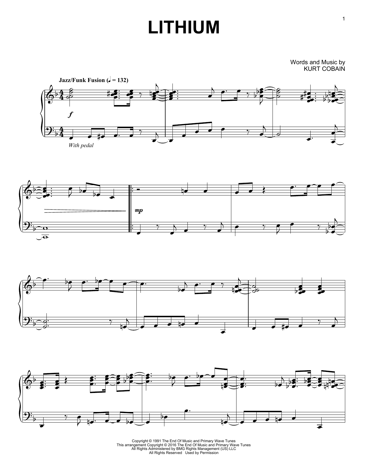 Produktgalerie: Seite 1 von 1 Lithium [Jazz version], Nirvana, Klavier