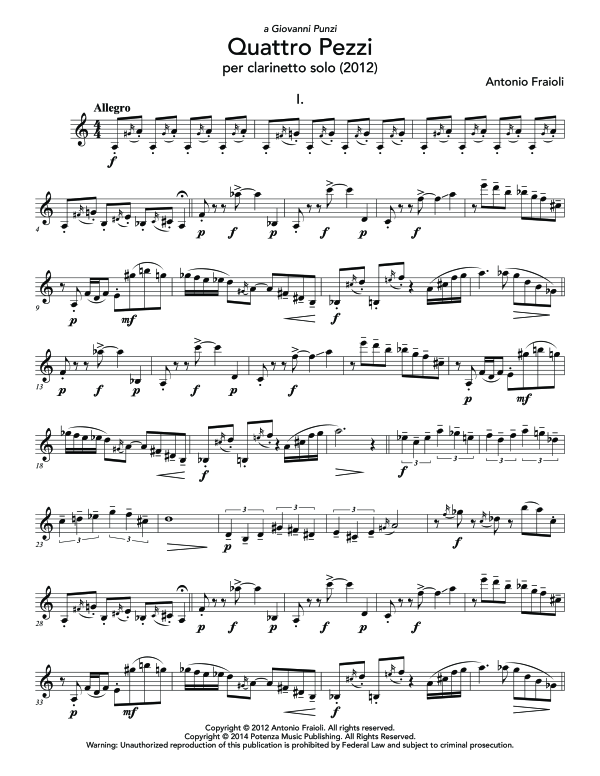 Product gallery: Page 1 of 11 klQuattro Pezzi, , (Klarinette Solo)