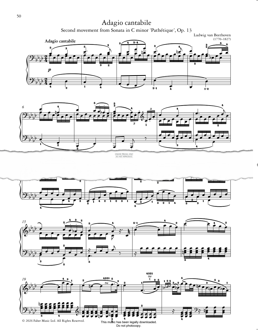 Product picture to: Adagio cantabile (Second movement from Sonata in C minor ‘Pathétique’, Op. 13)