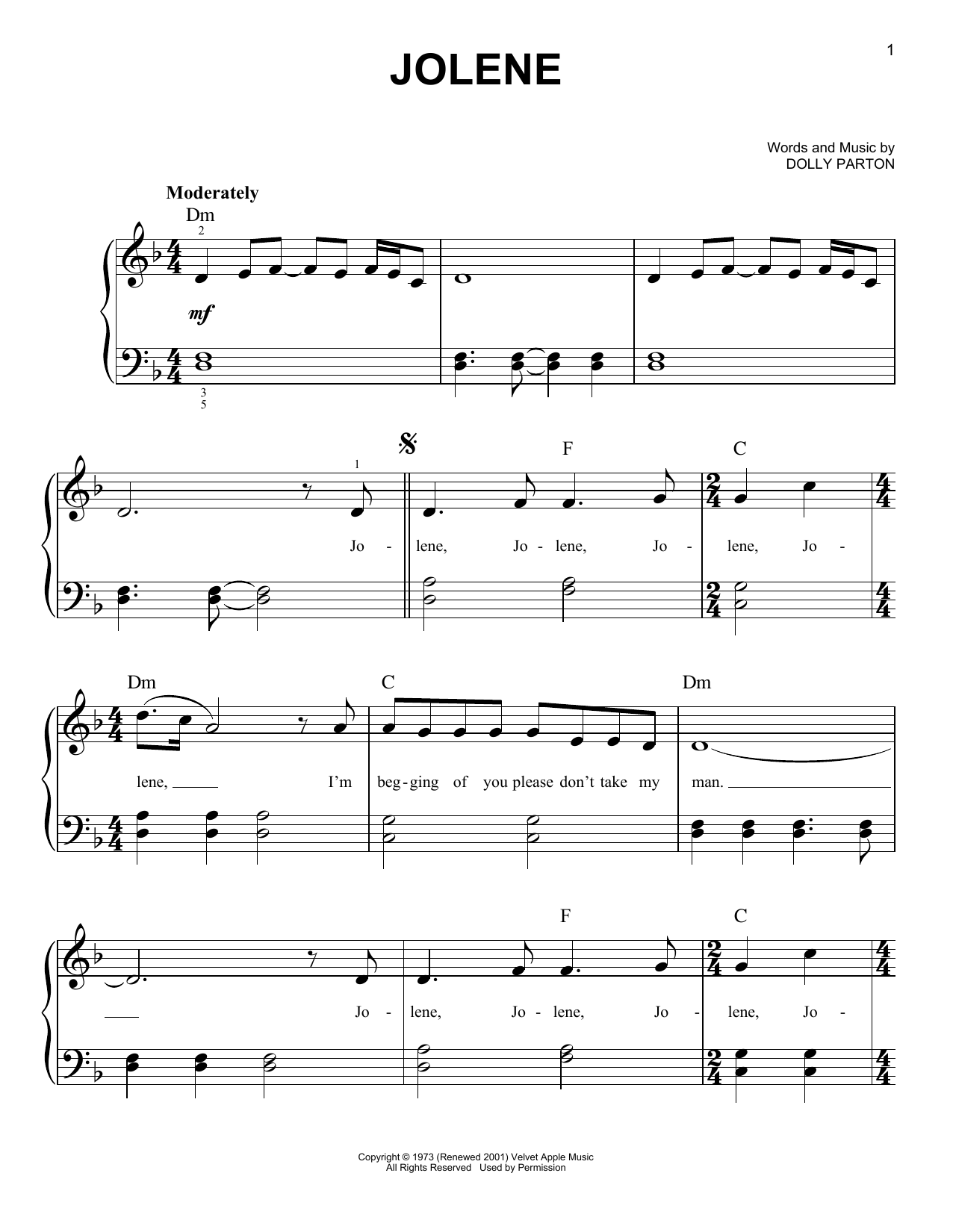 Produktgalerie: Seite 1 von 1 Jolene, Dolly Parton, Klavier
