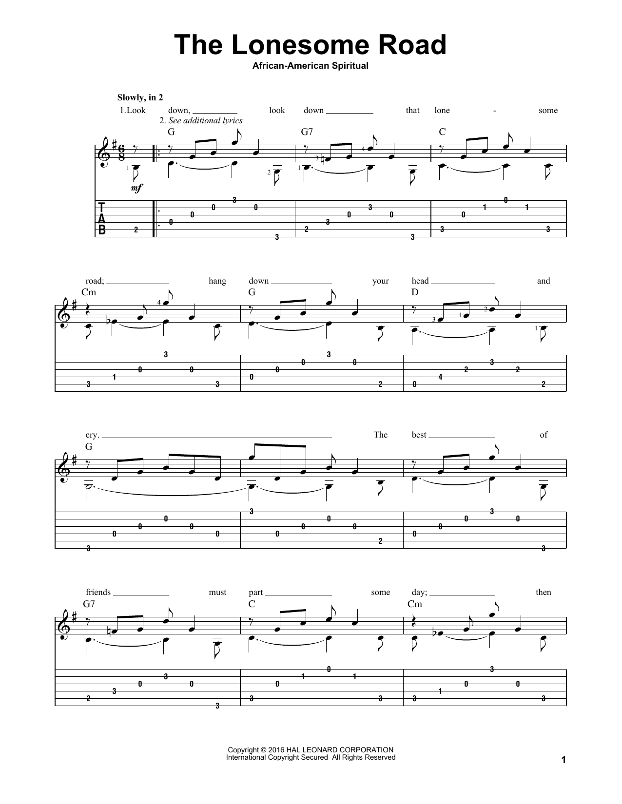 Produktgalerie: Seite 1 von 1 The Lonesome Road (arr. Mark Phillips), African-American Spiritual, Gitarre