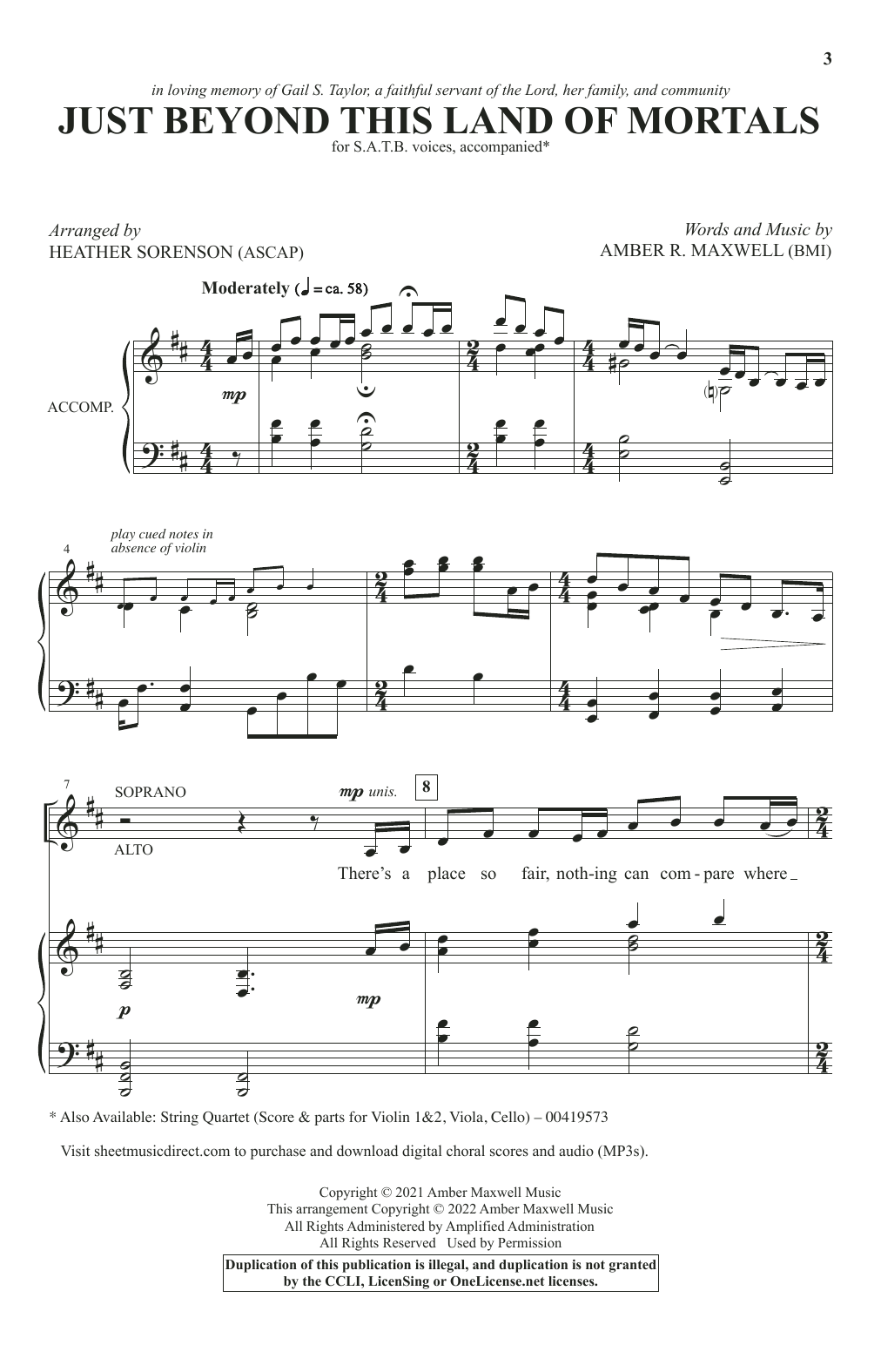 Product picture to: Just Beyond This Land Of Mortals (arr. Heather Sorenson)