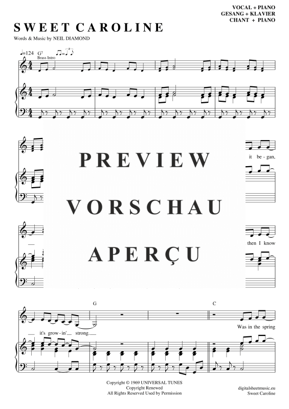 Product gallery: Page 2 of 11 Sweet Caroline , Diamond, Neil, Piano and Voice