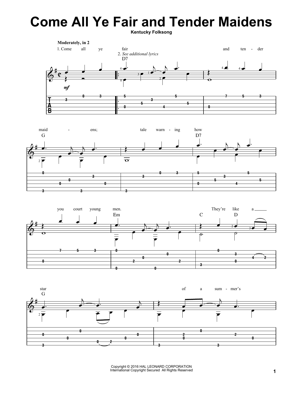 Produktbild zu: Come All Ye Fair And Tender Maidens