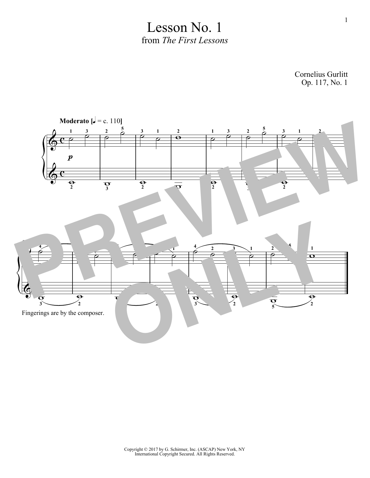Product gallery: Page 1 of 1 Moderato, Op. 117, No. 1, Cornelius Gurlitt