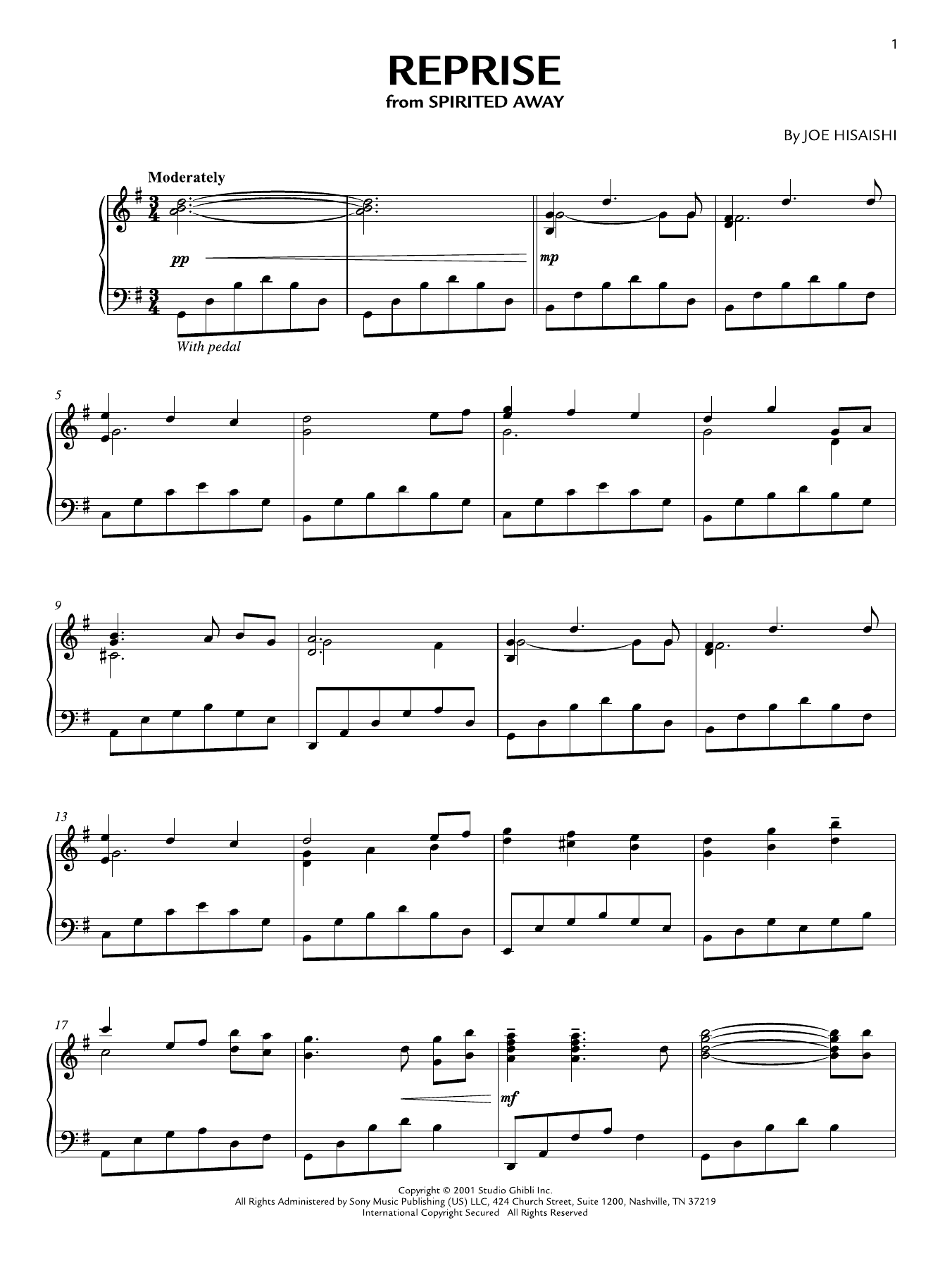 Produktgalerie: Seite 1 von 1 Reprise (from Spirited Away), Joe Hisaishi, Klavier