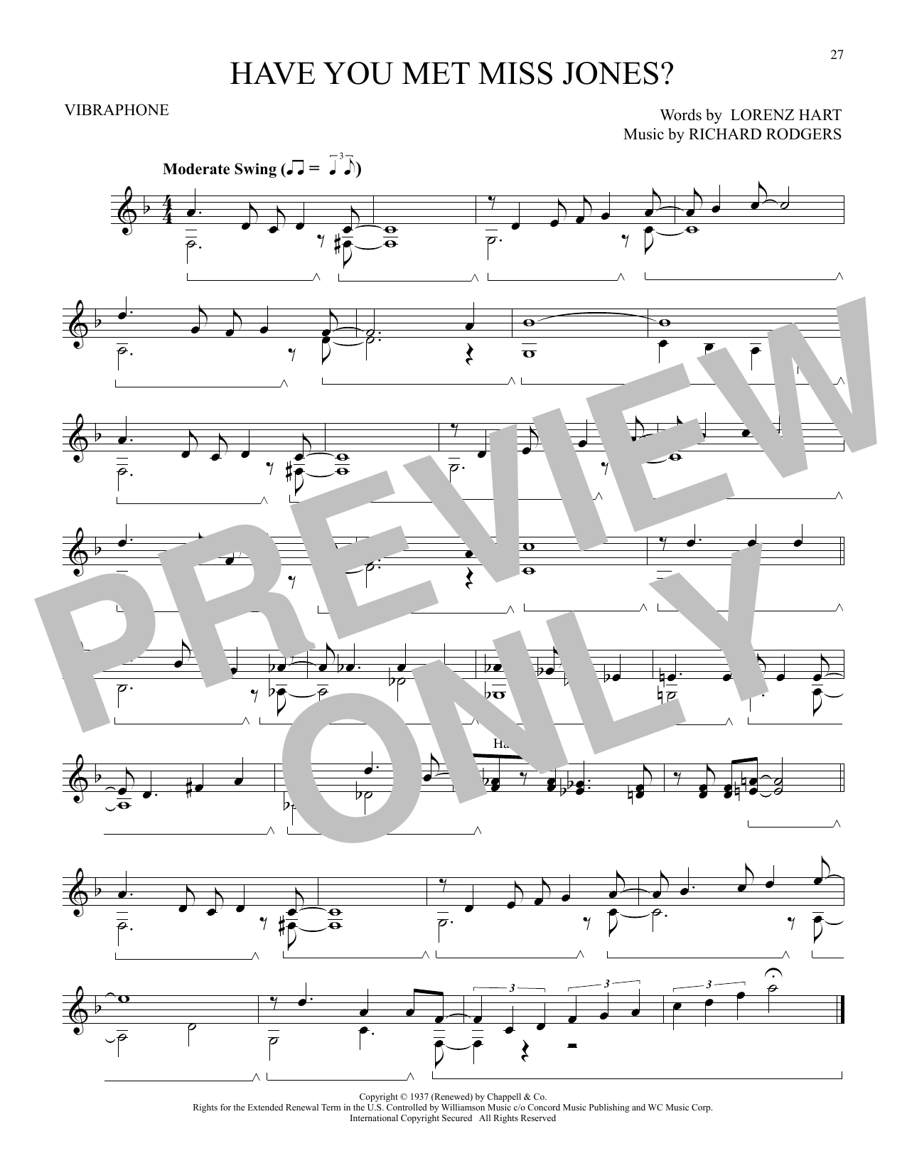 Produktgalerie: Seite 1 von 1 Have You Met Miss Jones? (from I'd Rather Be Right), Rodgers & Hart, Vibraphon