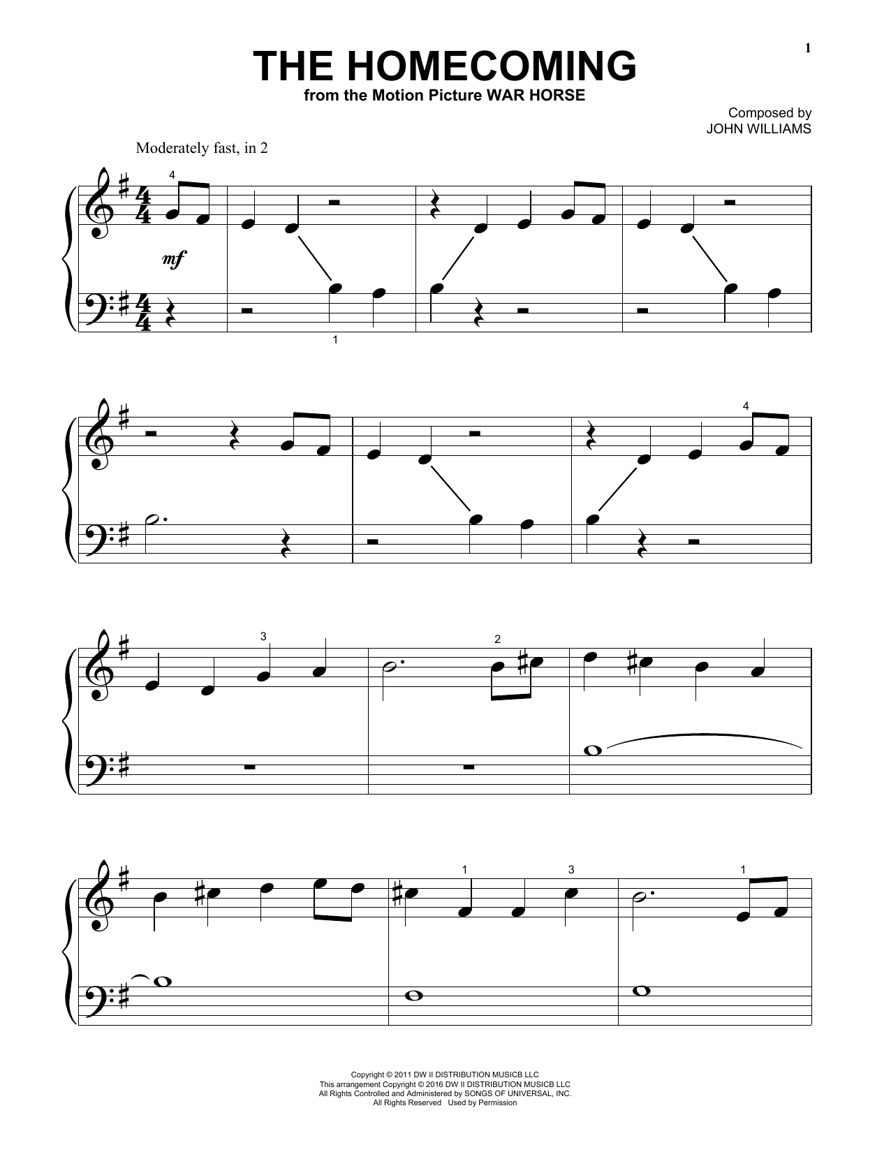 Produktgalerie: Seite 1 von 1 The Homecoming, John Williams, Klavier